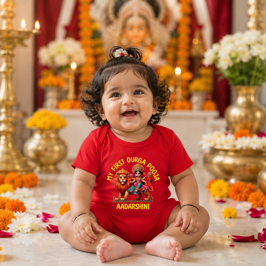 My First Durga Pooja Red With Name 3
