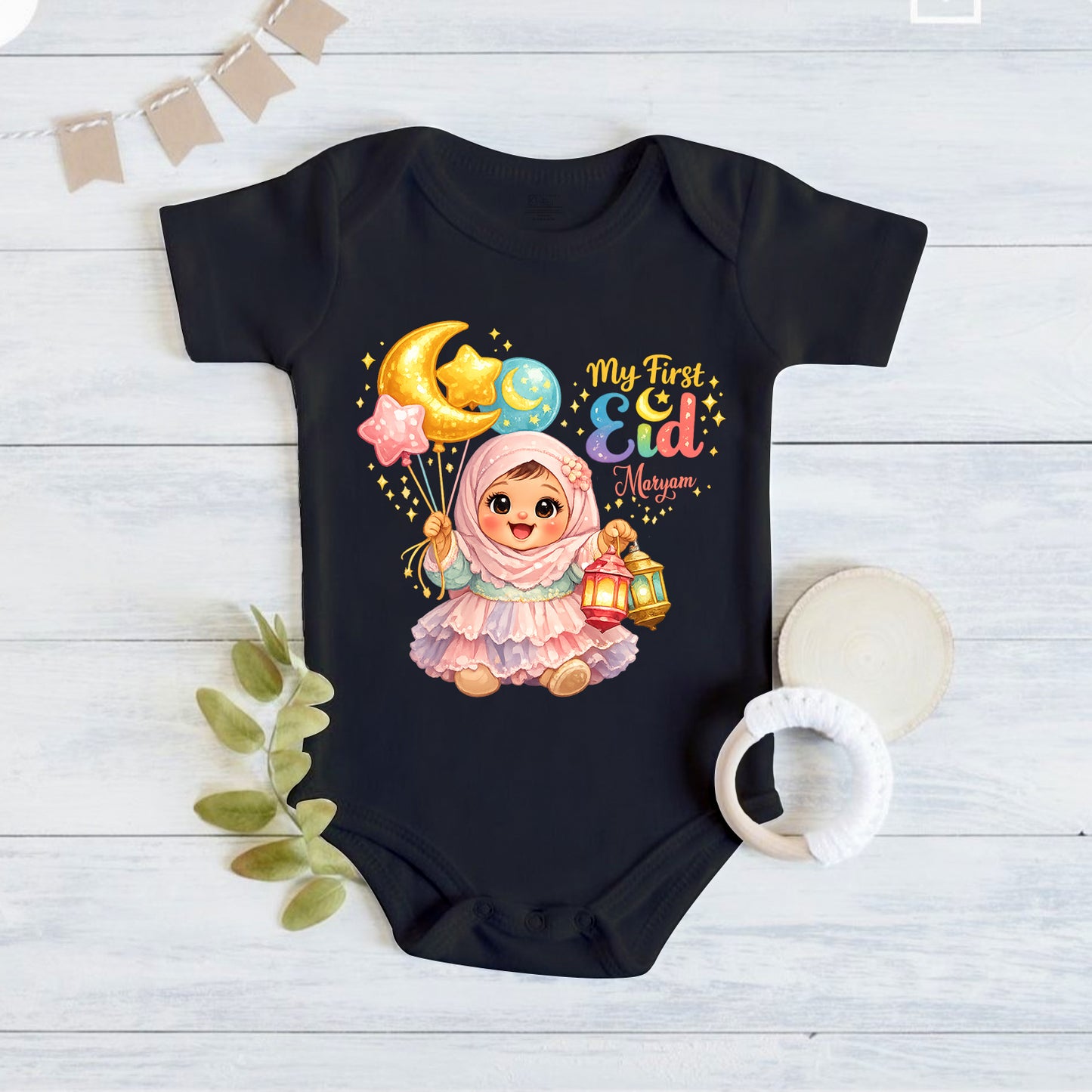 Newborn & Baby Clothing | My First Bakra Eid Romper With Personalized Baby Girl Name | Soft Cotton