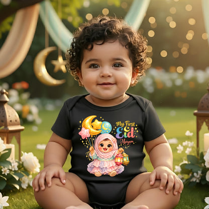 Newborn & Baby Clothing | My First Bakra Eid Romper With Personalized Baby Girl Name | Soft Cotton