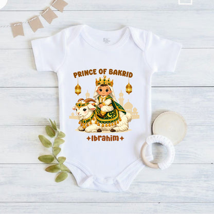 Newborn & Baby Clothing | Prince Of Bakra Eid Romper With Personalized Baby Boy Name | Soft Cotton
