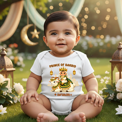 Newborn & Baby Clothing | Prince Of Bakra Eid Romper With Personalized Baby Boy Name | Soft Cotton