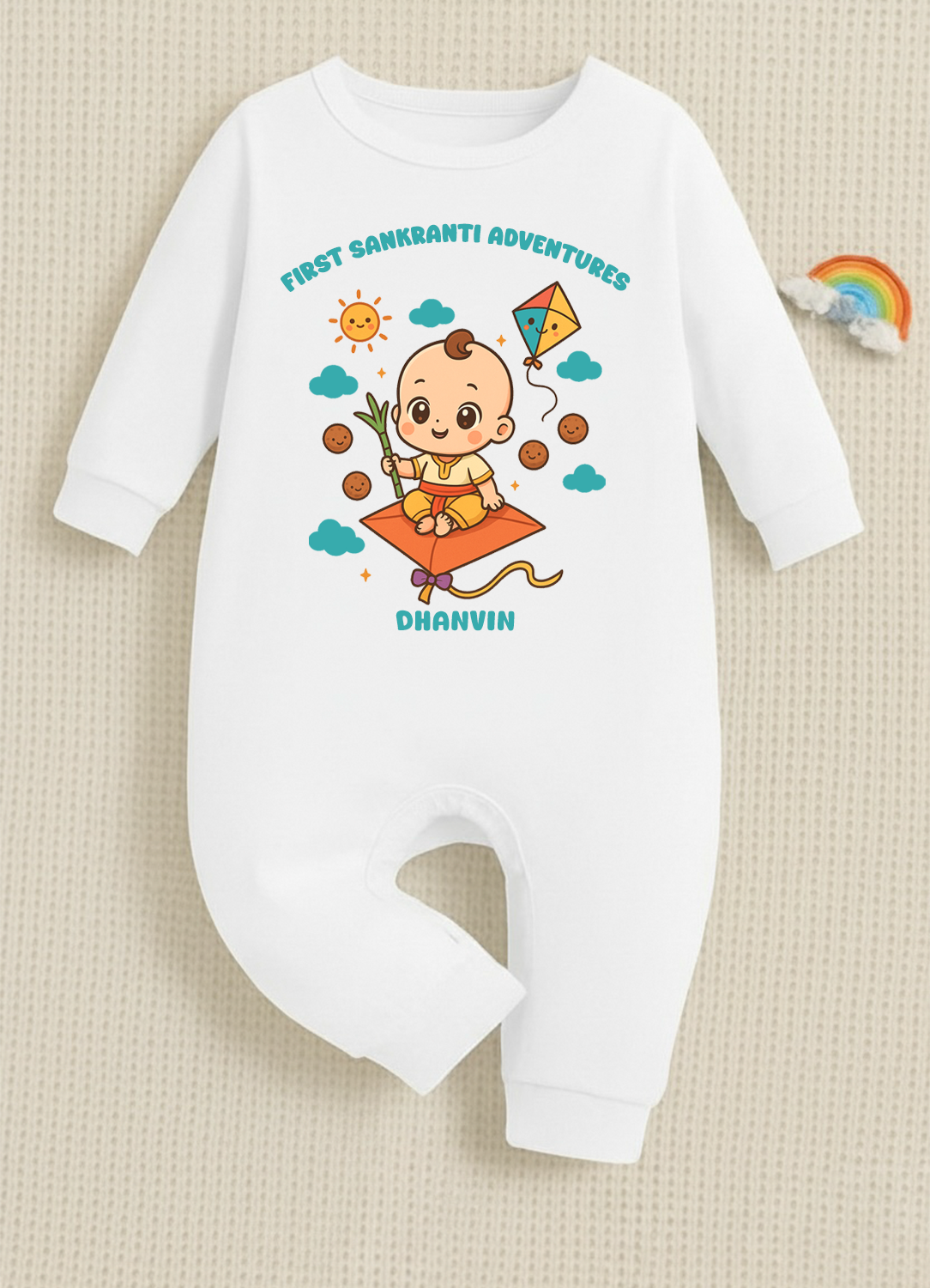New Born & Baby clothing | First Sankranti Adventures With Customized Baby  Printed | Soft Cotton