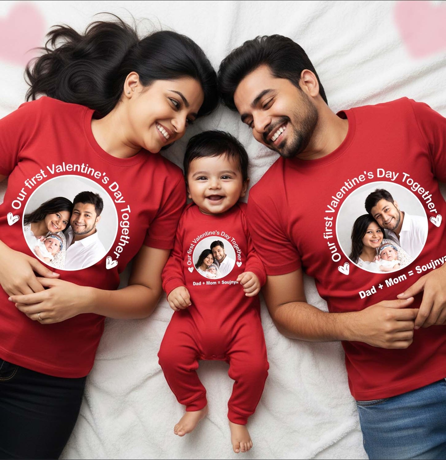 New Born & Baby Clothing | Baby’s First Valentine Together Red Outfit Combo Family – | Soft Cotton