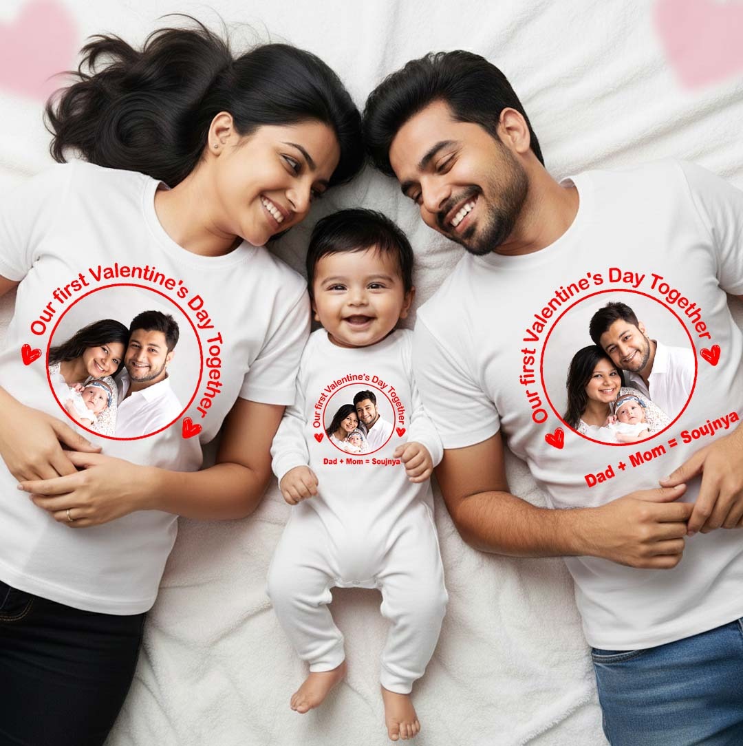 New Born & Baby Clothing | Baby’s First Valentine Together White Outfit Combo Family – | Soft Cotton