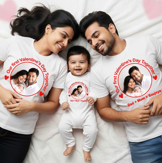 New Born & Baby Clothing | Baby’s First Valentine Together White Outfit Combo Family – | Soft Cotton