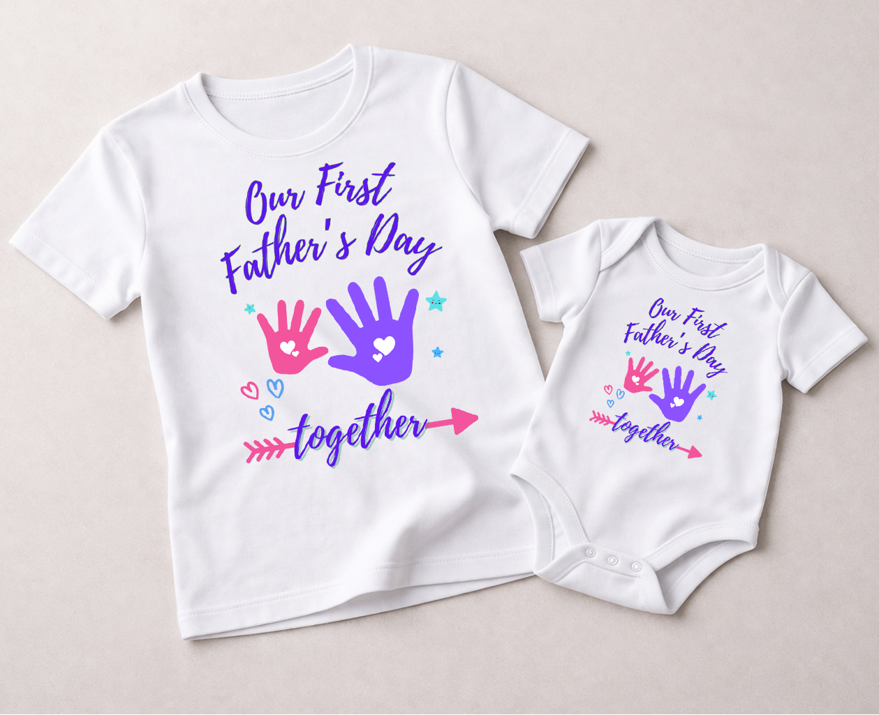 New Born & Baby Clothing | Our First Father's Day Together | Soft White T-shirt