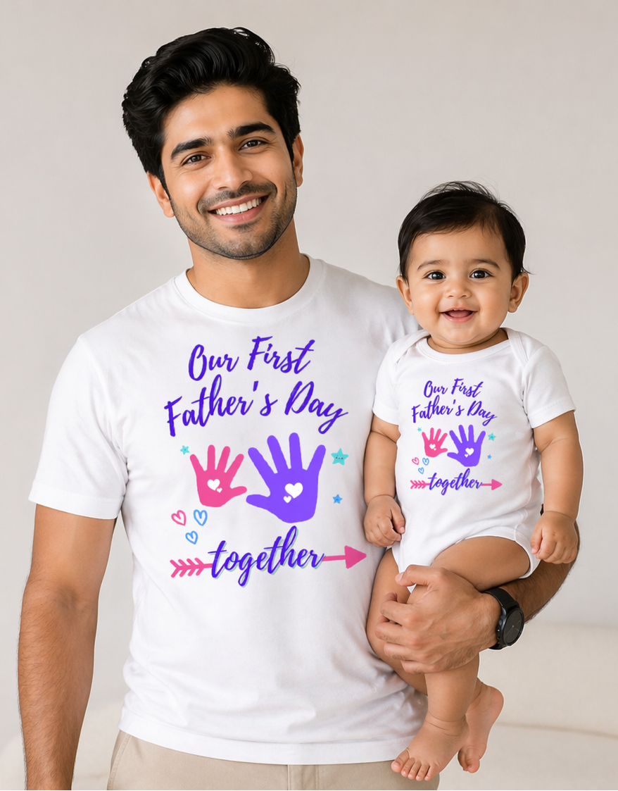New Born & Baby Clothing | Our First Father's Day Together | Soft White T-shirt