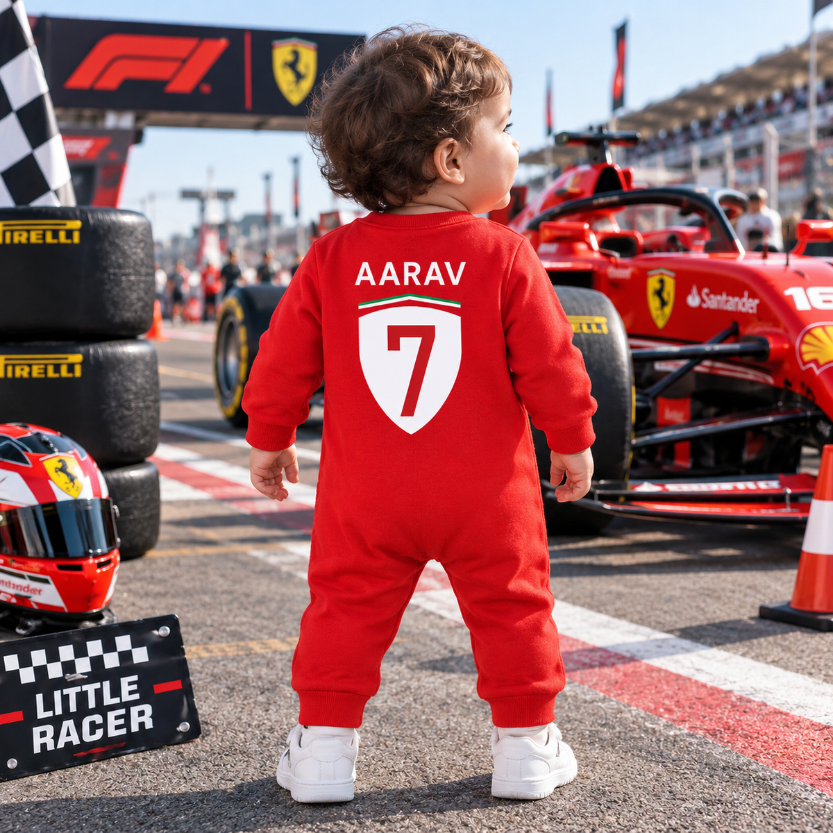 New Born & Baby clothing | Baby Racer – Born to Race Romper with Customized Baby Name Printed | Soft Black Full Romper Cotton (Copy)