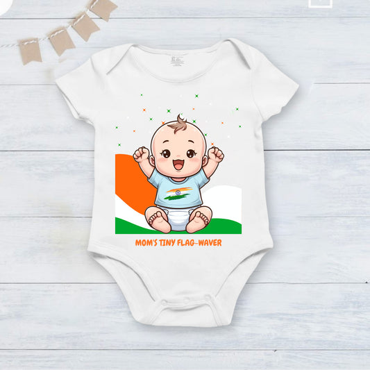 Mom's Tiny Flag Waver _White Onesie