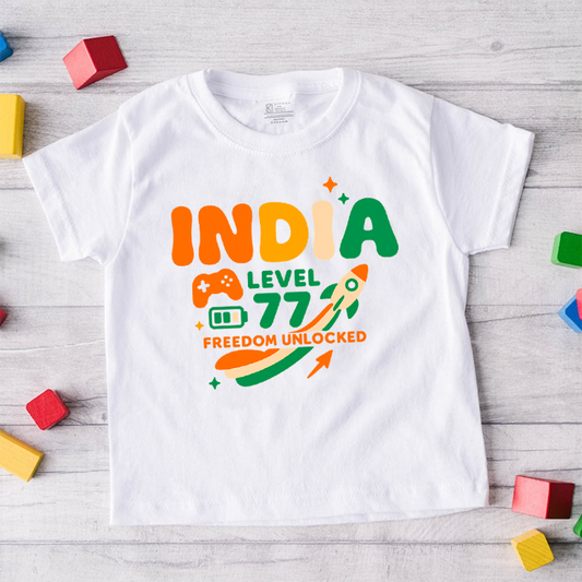 Independance Day INDIA Level  with customised name in back _White Tee