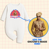 Groom's Crew With Customized Groom Picture  _ White Full Romper