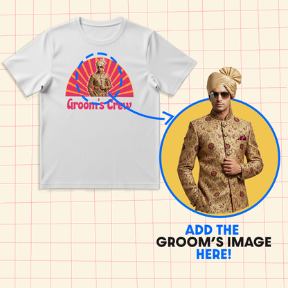 Groom's Crew With Customized Brides Photo  _  White T-Shirt For Men