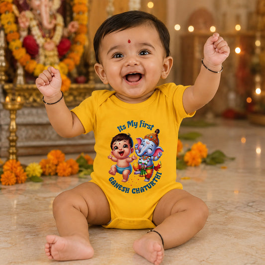It's My First Ganesh Chaturthi_ Yellow onesie