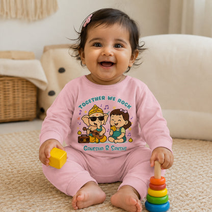 Together We Rock with customised name_ Full Pink Romper
