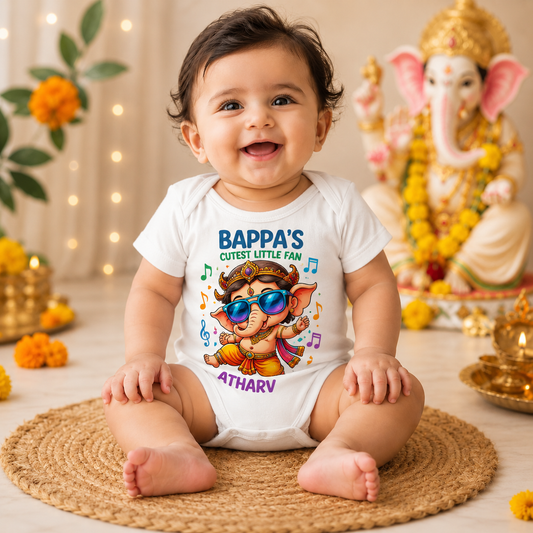 Bappa's Cutest Little Fan white With Name