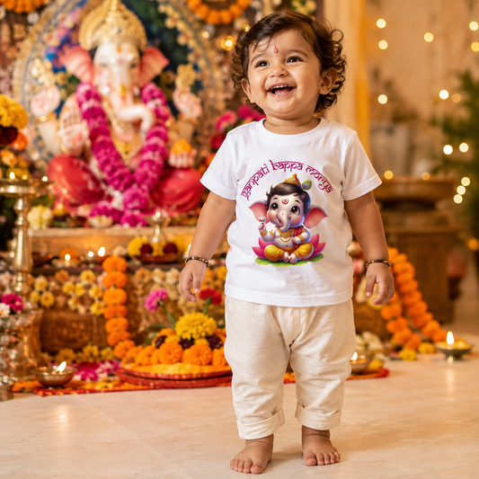 Ganpati Bappa Morya_ White Tee