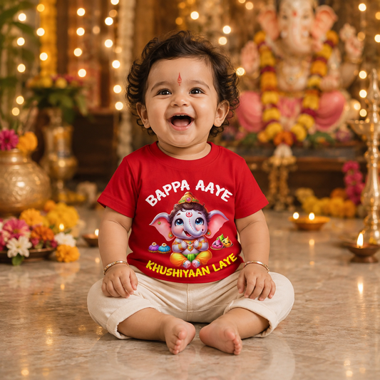 bappa aaye khushiyaan laye red T Shirt