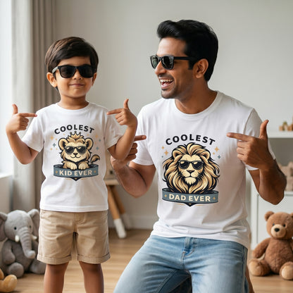 New Born & Baby Clothing | Coolest Dad & Son Twinning White Sets | Soft T-shirt