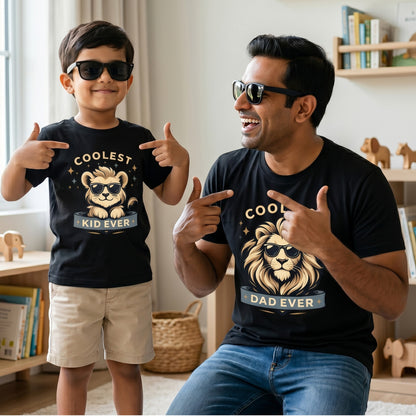 New Born & Baby Clothing | Coolest Dad & Son Twinning Black Sets | Soft T-shirt