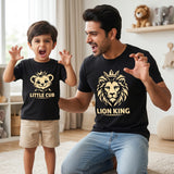 New Born & Baby Clothing | Lion King Little Cub Dad & Son Twinning Black Sets | Soft T-shirt