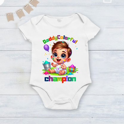 New Born & Baby Clothing | Baby My First Holi Daddy Colorful Champion Dress | Soft Cotton