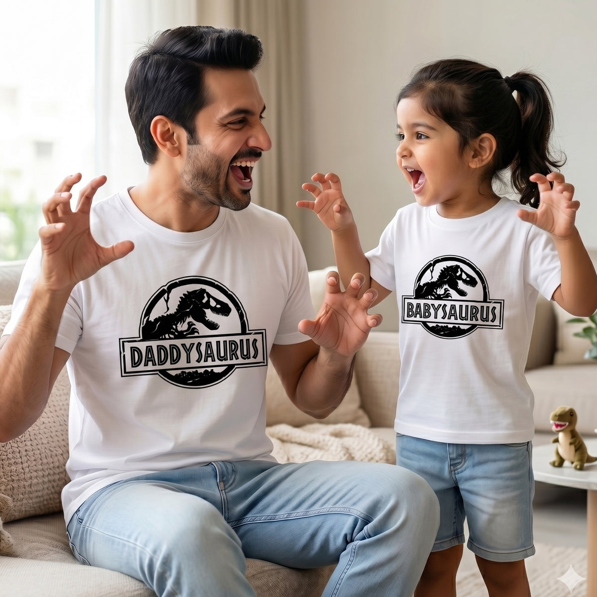 New Born & Baby Clothing | DaddySaurus & BabySaurus | Soft Daddy Daughter Twinning T-shirt