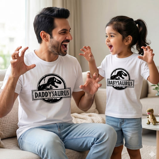 New Born & Baby Clothing | DaddySaurus & BabySaurus | Soft Daddy Daughter Twinning T-shirt