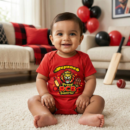New Born & Baby Clothing | Proud RCB Supporter With Customized Baby Name Dress | Soft Cotton