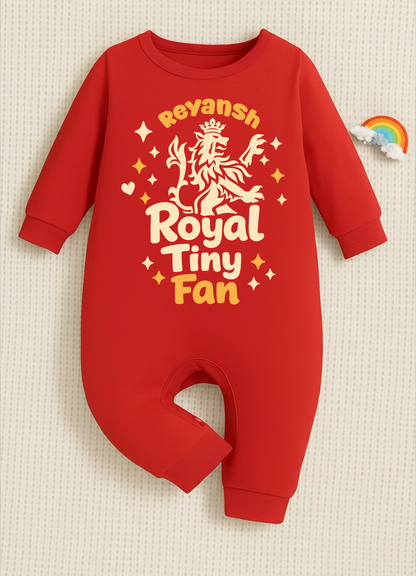 New Born & Baby Clothing | Royal Tiny Fan With Customized Baby Name Full Romper  | Soft Cotton