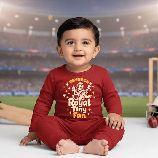 New Born & Baby Clothing | Royal Tiny Fan With Customized Baby Name Full Romper  | Soft Cotton