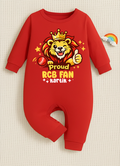 New Born & Baby Clothing | Royal Tiny Fan With Customized Baby Name Full Romper | Soft Cotton