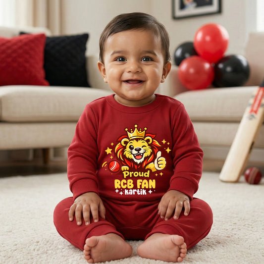 New Born & Baby Clothing | Royal Tiny Fan With Customized Baby Name Full Romper | Soft Cotton