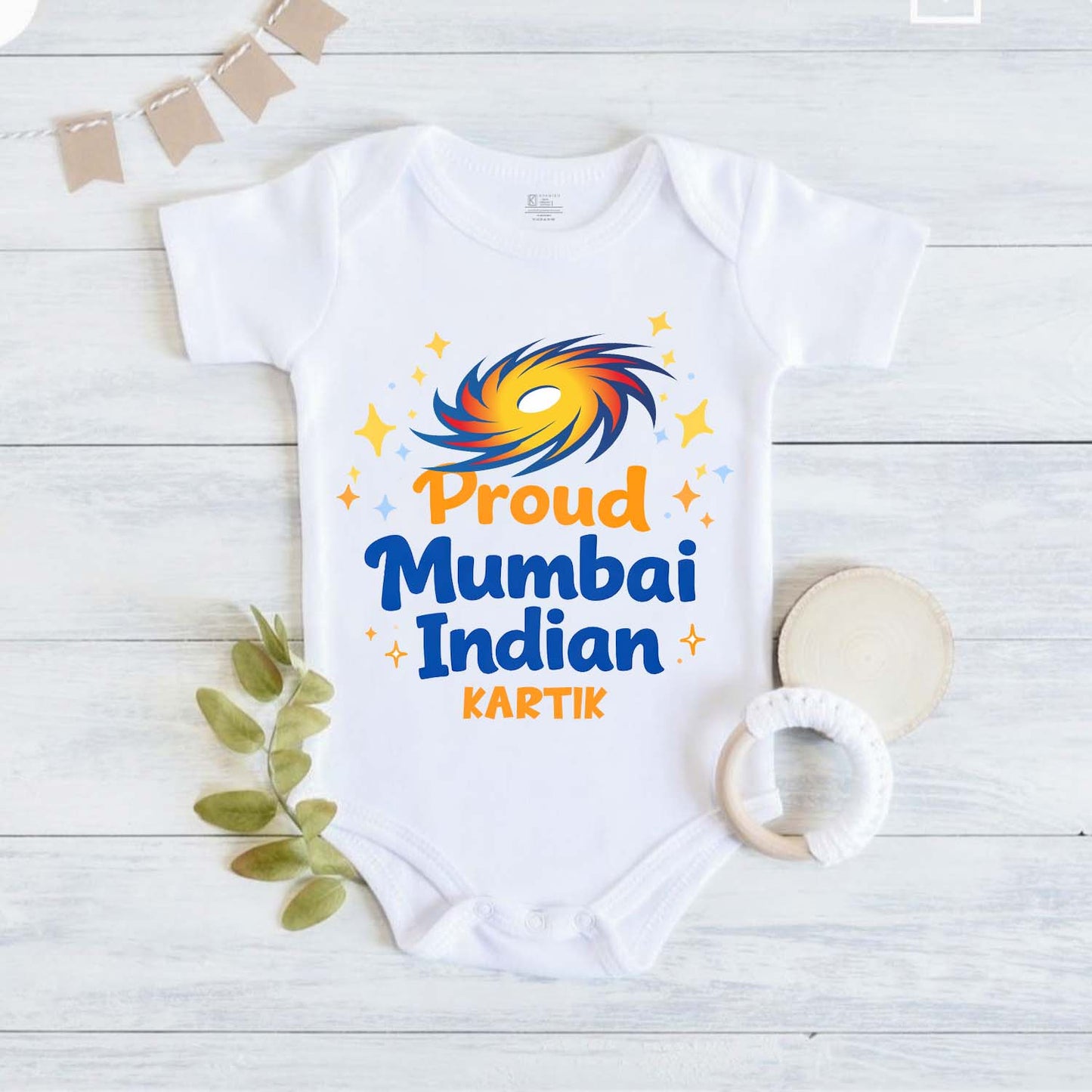 New Born & Baby Clothing | Proud Mumbai Indian With Customized Baby Name | Soft Cotton