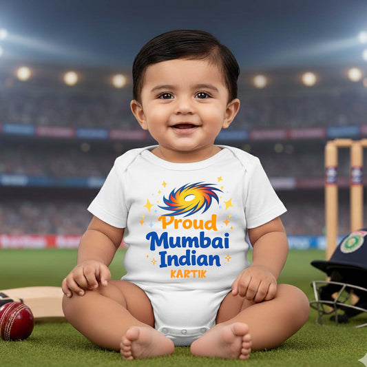 New Born & Baby Clothing | Proud Mumbai Indian With Customized Baby Name | Soft Cotton