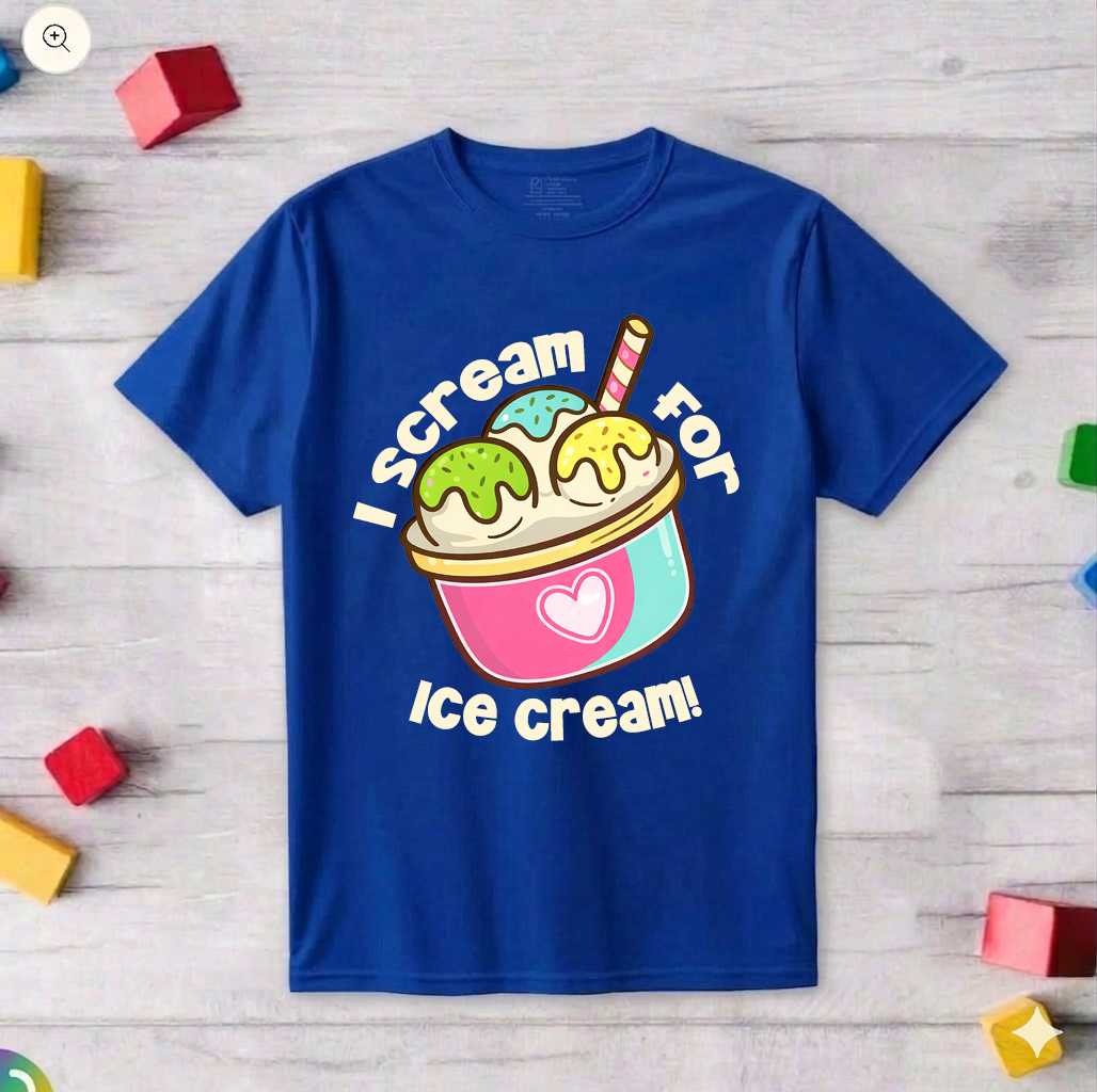 I Scream For Ice Cream Printed Kid's T-Shirt