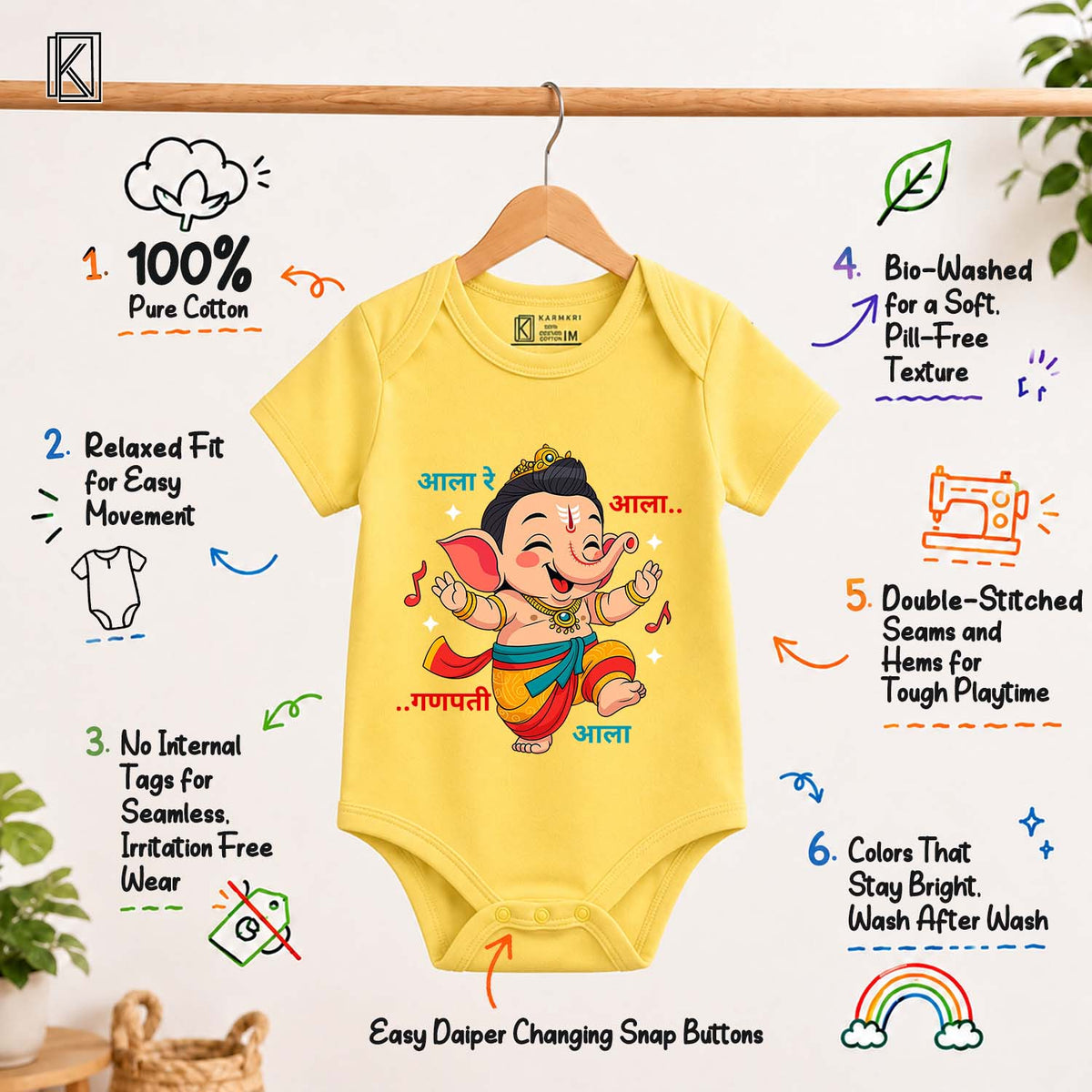 Aala Re Aala, Ganpati Aala_ Yellow Onesie
