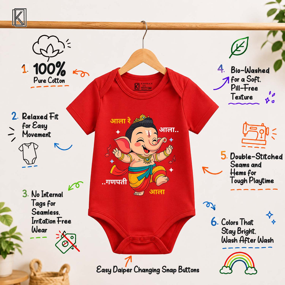 Aala Re Aala, Ganpati Aala_ Red Onesie