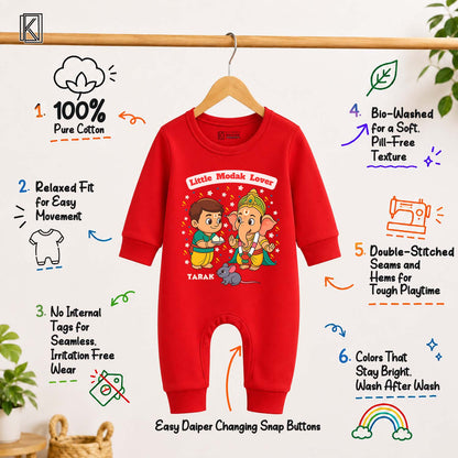 Little Modak Lover with customised name_ Full Red Romper