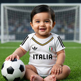 New Born & Baby clothing | Italia Football Fan Baby Romper with Customized Baby Name Printed | Soft white Cotton
