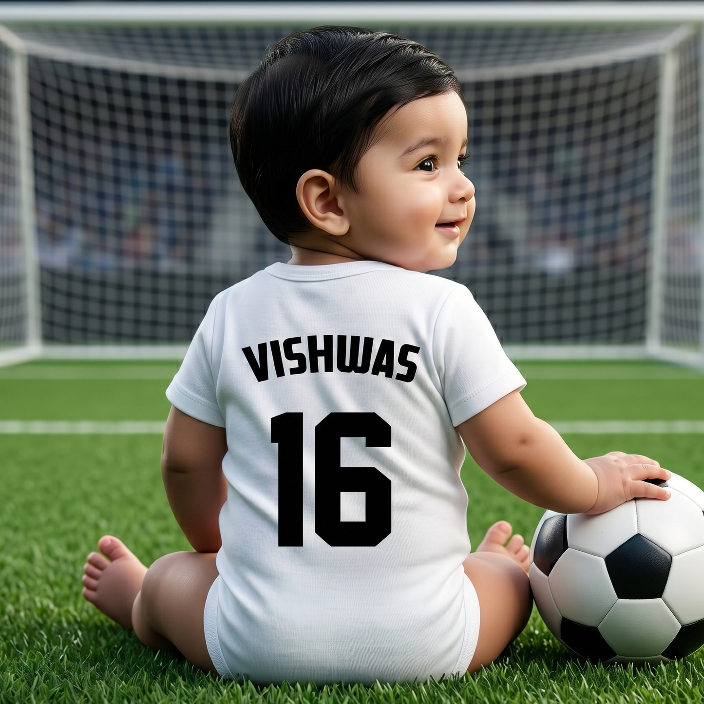 New Born & Baby clothing | Italia Football Fan Baby Romper with Customized Baby Name Printed | Soft white Cotton