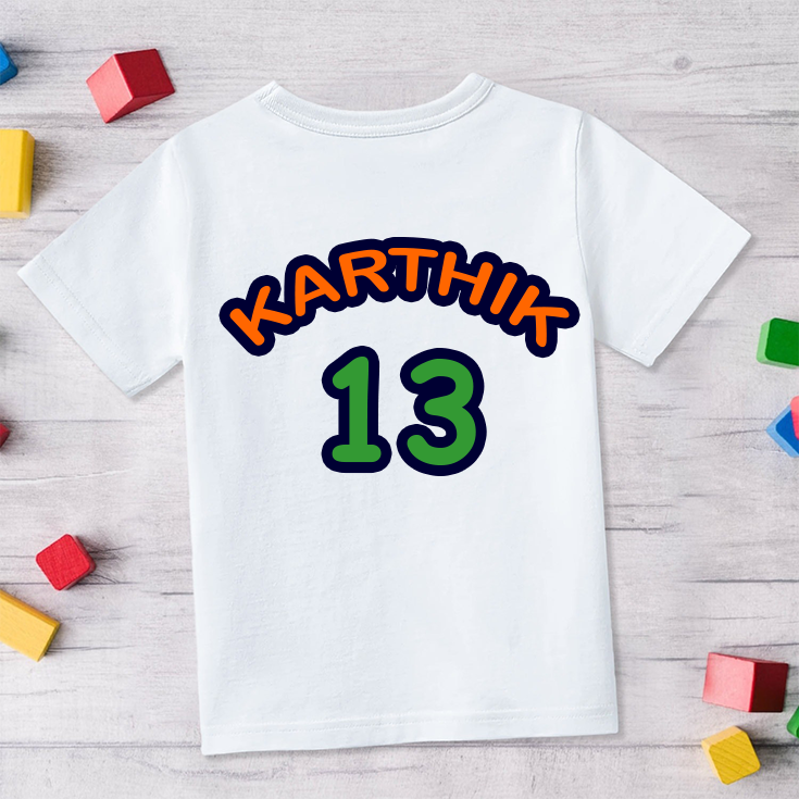 Independance Day INDIA Satellite Design  with customised name in Back _White Tee