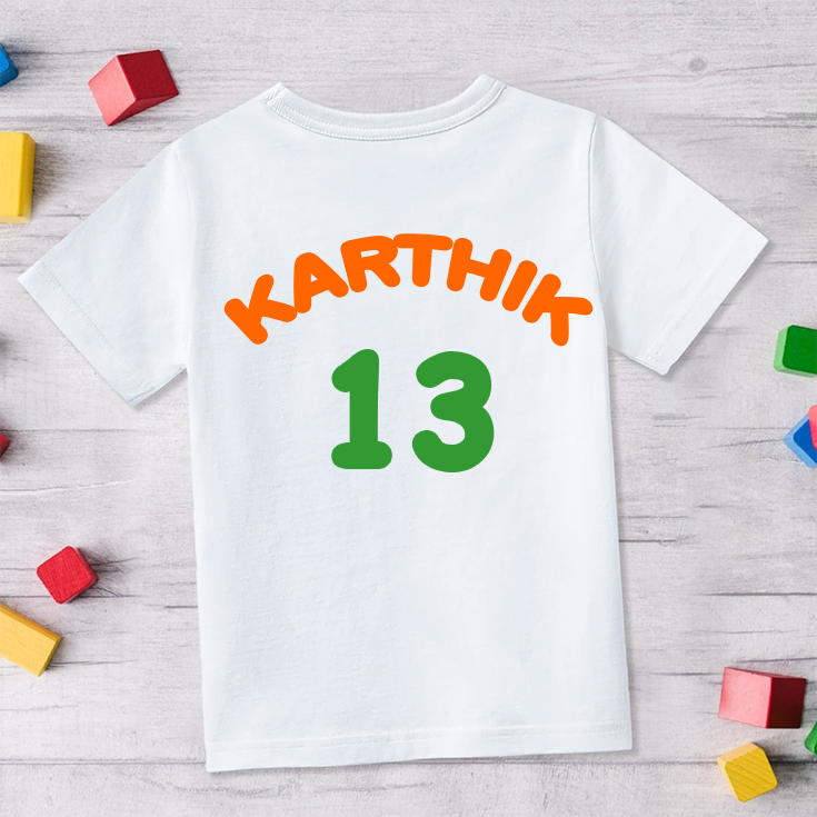 Independance Day INDIA Level  with customised name in back _White Tee