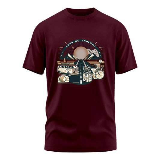 Explore Burgandy Regular Fit T-shirt