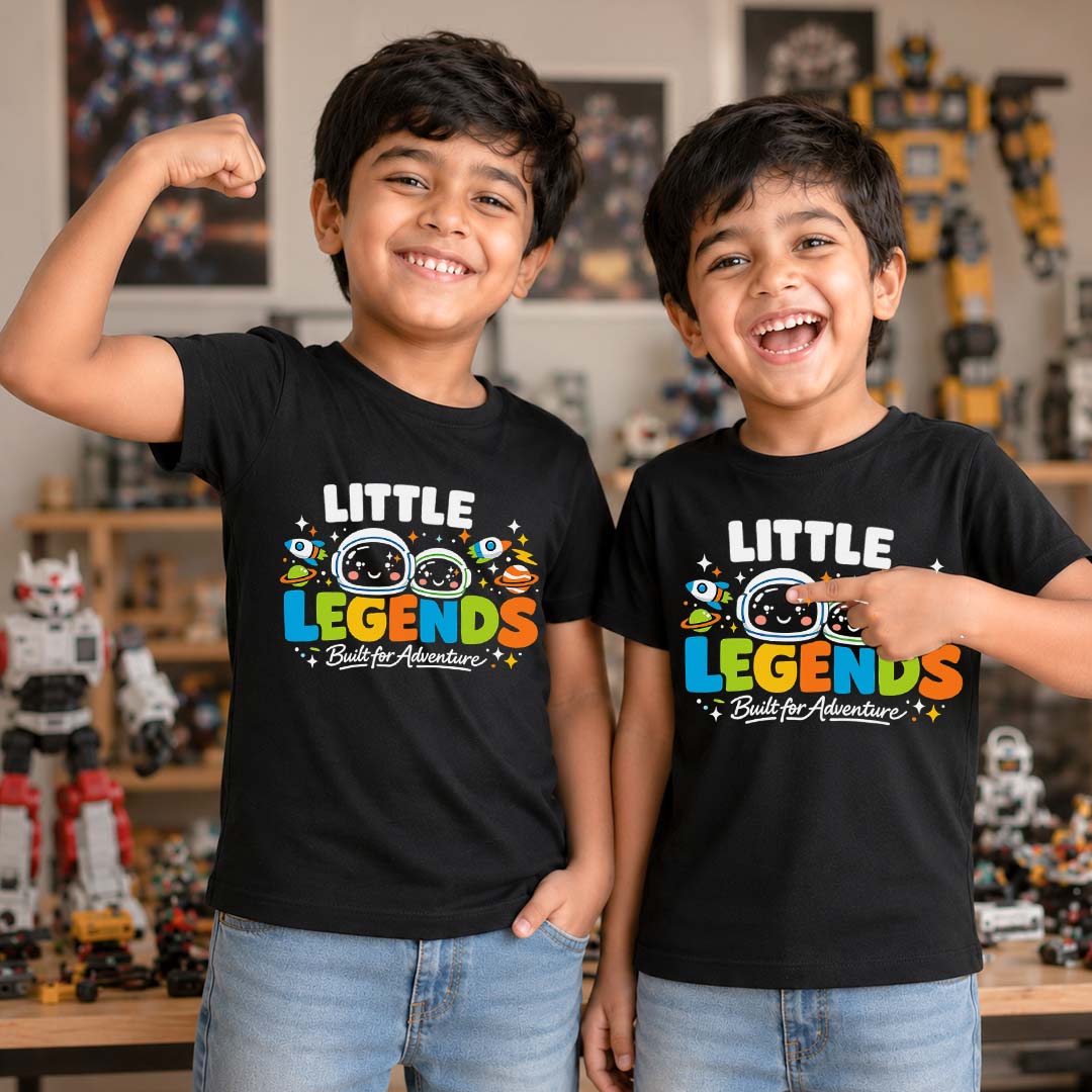 Combo pack of Little Legends siblings Black Tees