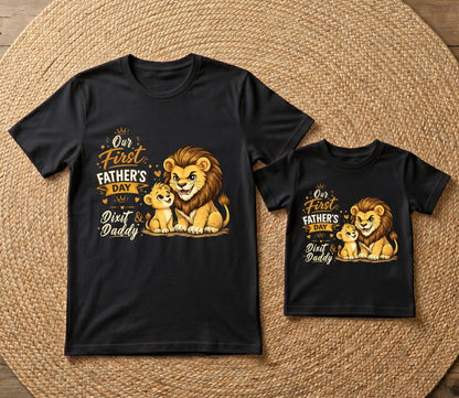 New Born & Baby Clothing | Our First Father's Day Together Twinning Black Sets T-shirt and onesie | Soft T-shirt