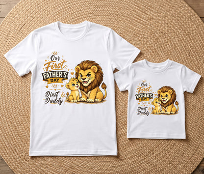 New Born & Baby Clothing | Our First Father's Day Father & Son Twinning White T-shirt Sets | Soft T-shirt