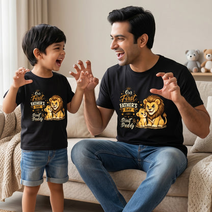 New Born & Baby Clothing | Our First Father's Day Together Twinning Black Sets T-shirt and onesie | Soft T-shirt