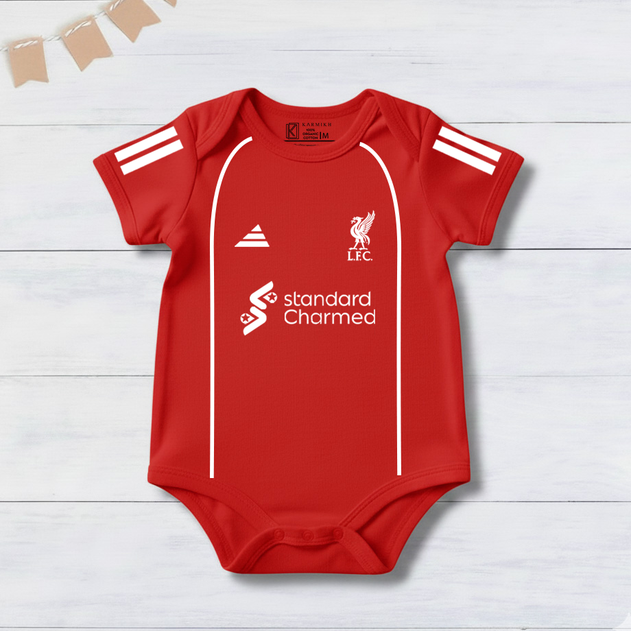 New Born & Baby clothing | Red Football Jersey Inspired Inspired Photoshoot Outfit for Baby with Customized Baby Name Printed | Soft Cotton