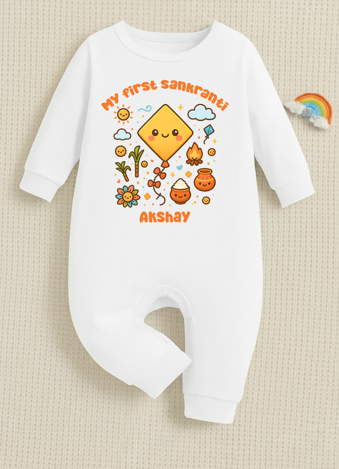 New Born & Baby clothing | My First Makara Sankranti With Kite Graphic Customized Baby Printed | Soft Cotton