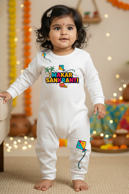 Makar Sankranti  _  White Full Romper